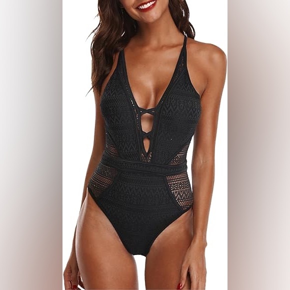 NWT Mesh Plunge Cutout One-Piece - Picture 5 of 13